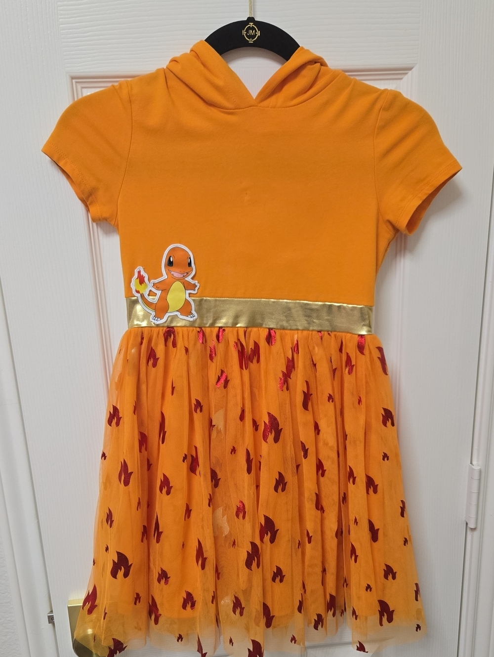 Kids Orange Charmander Hooded Tulle Dress, M (7/8)